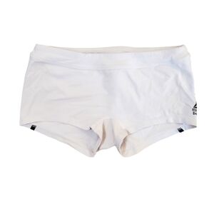 Reebok Crossfit Women's White Black Stripe Low Rise Workout Shorts Medium‎